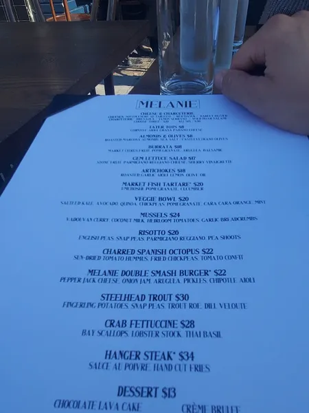 menu of Melanie Wine Bar