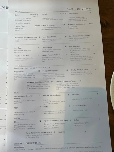 menu of Wife and the Somm