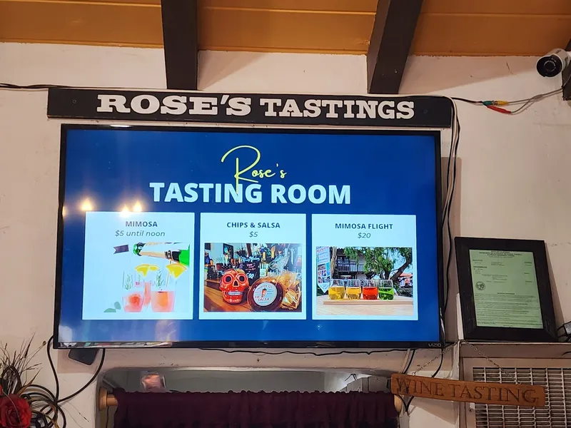 menu of Rose's Tasting Room