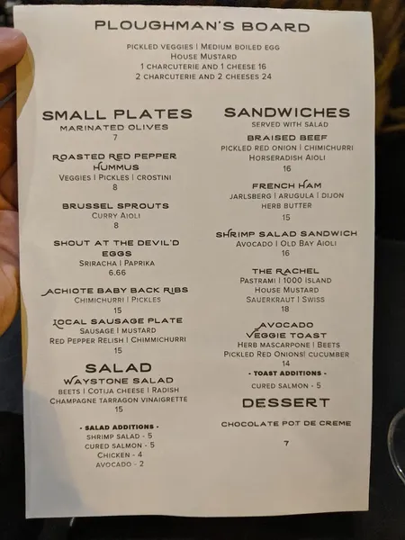 menu of Waystone