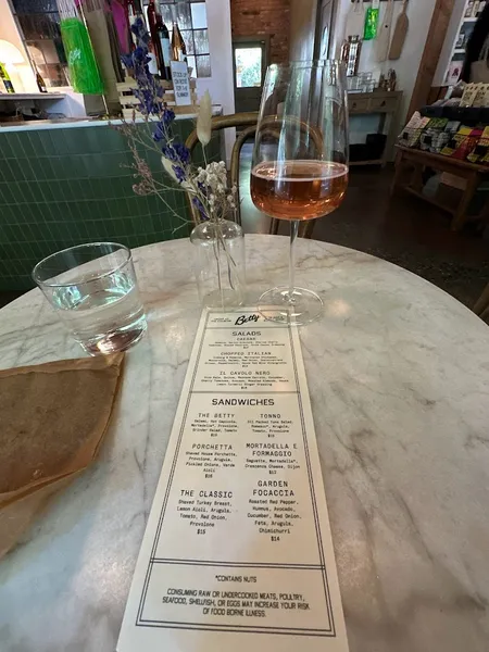 menu of Betty Wine Bar & Bottle Shop