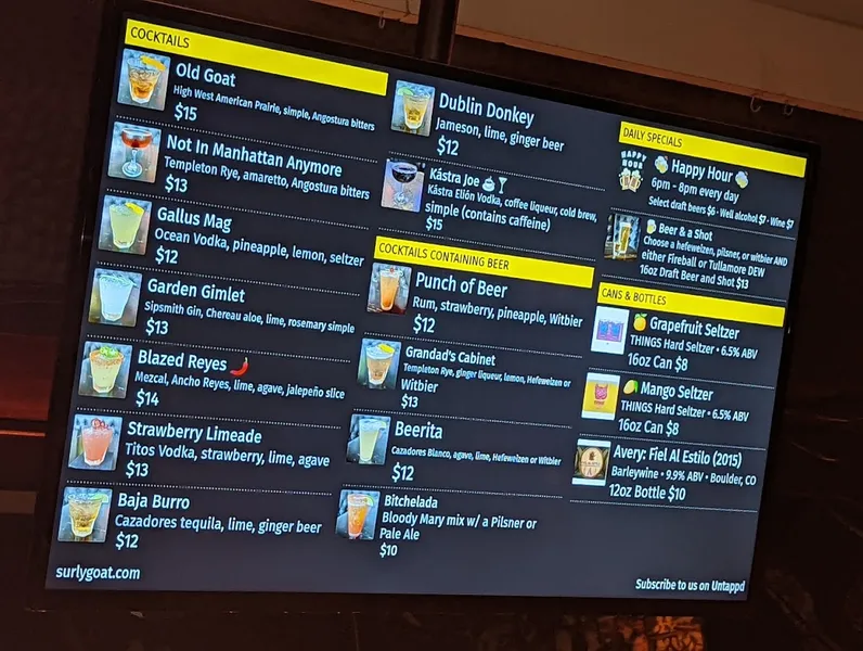 menu of Surly Goat