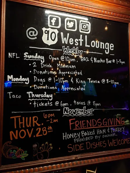 menu of 90 West Lounge