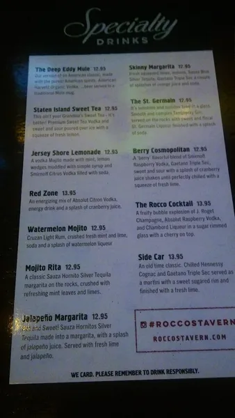 menu of Rocco's Tavern