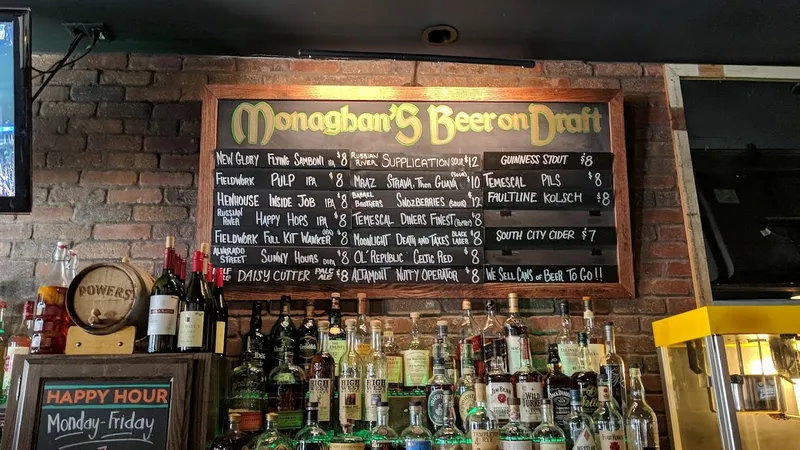 menu of Monaghan's Bar