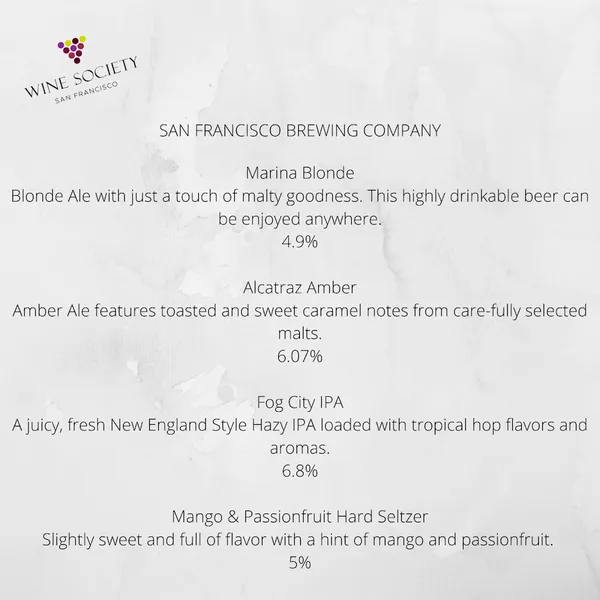 menu of San Francisco Wine Society