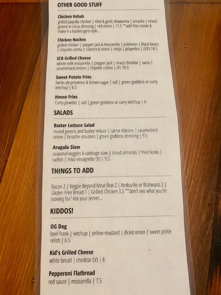 menu of Sac City Brews Neighborhood Tap House