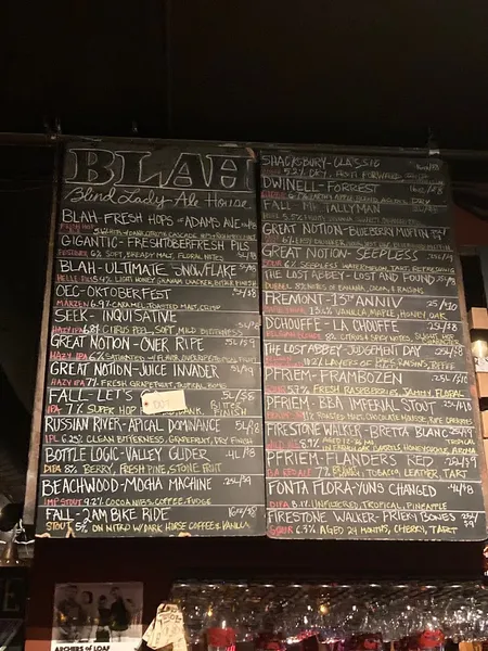 menu of Blind Lady Ale House