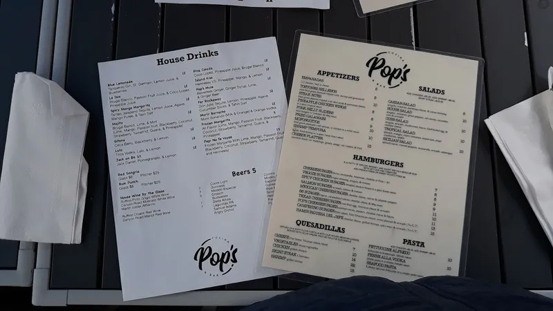 menu of Pop’s Cocina & Bar