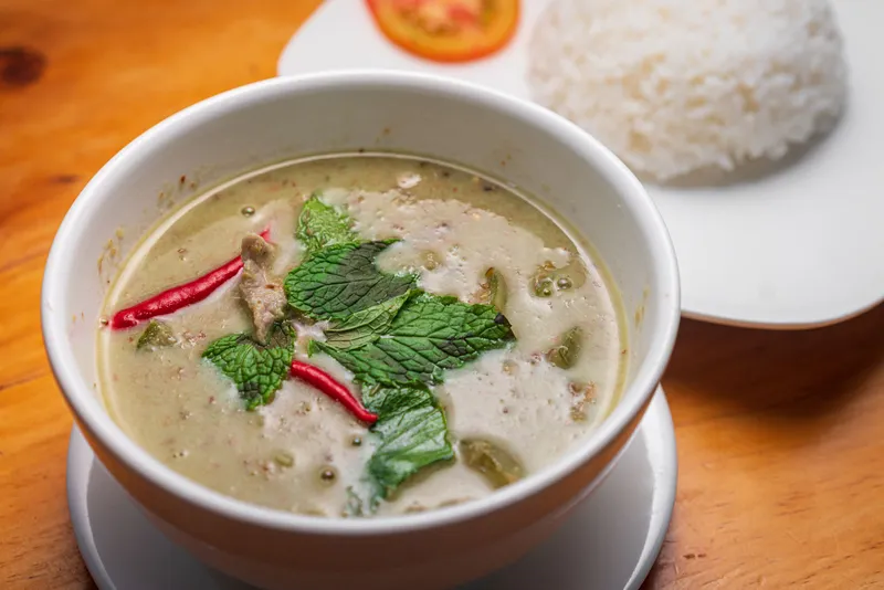 Green Curry with Rice Thai Sidewalk